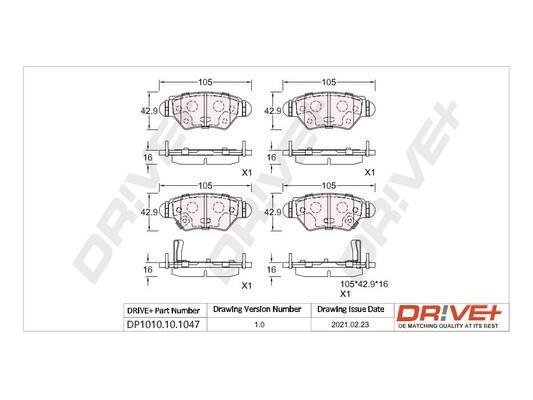 Dr!ve+ DP1010.10.1047 Rear disc brake pads, set DP1010101047: Buy near me in Poland at 2407.PL - Good price!