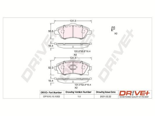 Dr!ve+ DP1010.10.1053 Front disc brake pads, set DP1010101053: Buy near me in Poland at 2407.PL - Good price!