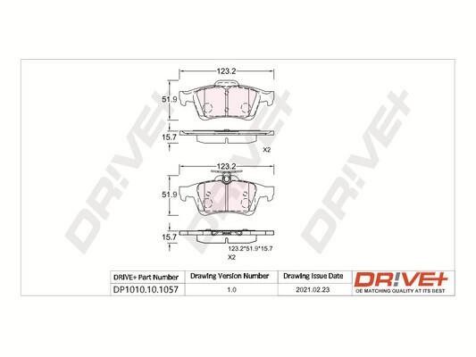 Dr!ve+ DP1010.10.1057 Rear disc brake pads, set DP1010101057: Buy near me in Poland at 2407.PL - Good price!