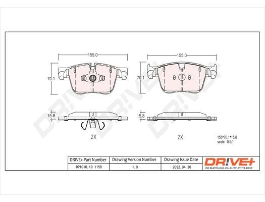 Dr!ve+ DP1010.10.1158 Brake Pad Set, disc brake DP1010101158: Buy near me in Poland at 2407.PL - Good price!