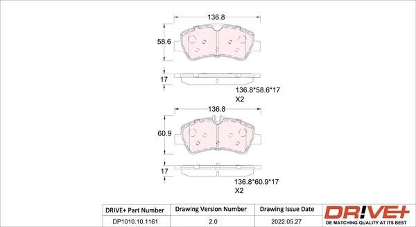 Dr!ve+ DP1010.10.1161 Brake Pad Set, disc brake DP1010101161: Buy near me in Poland at 2407.PL - Good price!