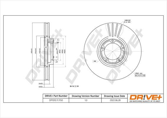 Dr!ve+ DP1010.11.1150 Тормозной диск передний вентилируемый DP1010111150: Отличная цена - Купить в Польше на 2407.PL!