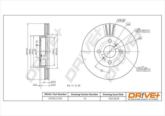 Dr!ve+ DP1010.11.1192 Тормозной диск передний вентилируемый DP1010111192: Отличная цена - Купить в Польше на 2407.PL!
