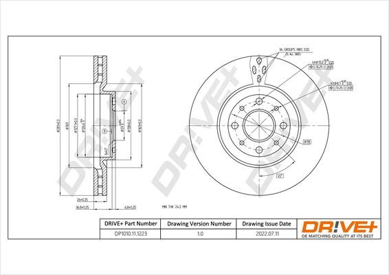 Dr!ve+ DP1010.11.1223 Front brake disc ventilated DP1010111223: Buy near me in Poland at 2407.PL - Good price!