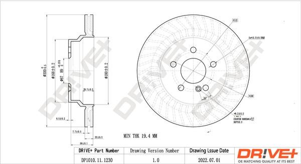 Dr!ve+ DP1010.11.1230 Rear ventilated brake disc DP1010111230: Buy near me in Poland at 2407.PL - Good price!
