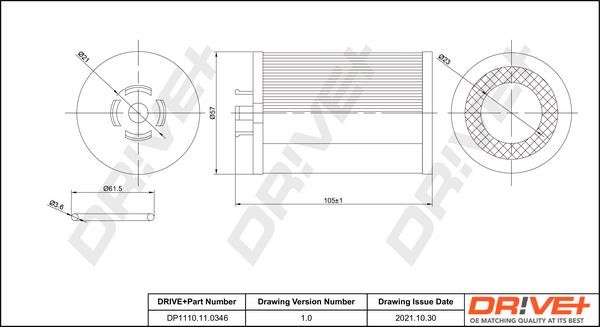 Dr!ve+ DP1110.11.0346 Oil Filter DP1110110346: Buy near me in Poland at 2407.PL - Good price!