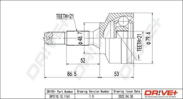 Dr!ve+ DP2110.10.1161 Przegub homokinetyczny DP2110101161: Dobra cena w Polsce na 2407.PL - Kup Teraz!