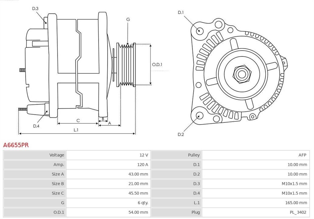 Alternator AS-PL A6655PR