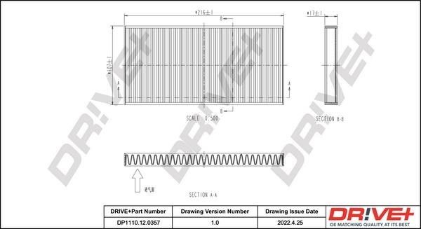 Dr!ve+ DP1110.12.0357 Filter, Innenraumluft DP1110120357: Kaufen Sie zu einem guten Preis in Polen bei 2407.PL!