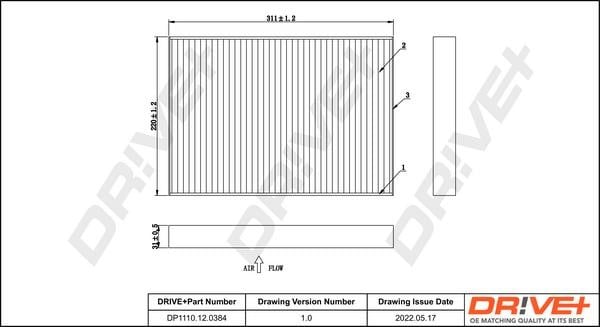 Dr!ve+ DP1110.12.0384 Filter, interior air DP1110120384: Buy near me in Poland at 2407.PL - Good price!