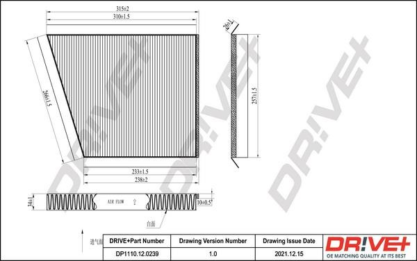 Dr!ve+ DP1110.12.0239 Filter, interior air DP1110120239: Buy near me at 2407.PL in Poland at an Affordable price!