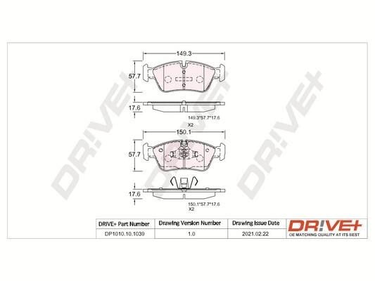 Dr!ve+ DP1010.10.1039 Front disc brake pads, set DP1010101039: Buy near me in Poland at 2407.PL - Good price!
