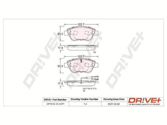 Dr!ve+ DP1010.10.1071 Brake Pad Set, disc brake DP1010101071: Buy near me in Poland at 2407.PL - Good price!