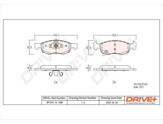 Dr!ve+ DP1010.10.1088 Brake Pad Set, disc brake DP1010101088: Buy near me in Poland at 2407.PL - Good price!