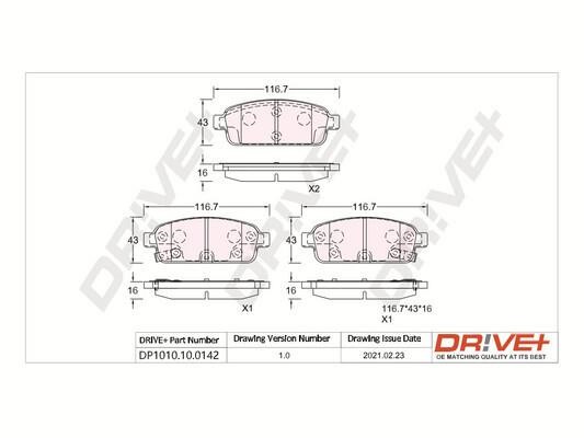 Dr!ve+ DP1010.10.0142 Brake Pad Set, disc brake DP1010100142: Buy near me in Poland at 2407.PL - Good price!
