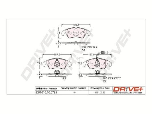 Dr!ve+ DP1010.10.0799 Brake Pad Set, disc brake DP1010100799: Buy near me in Poland at 2407.PL - Good price!