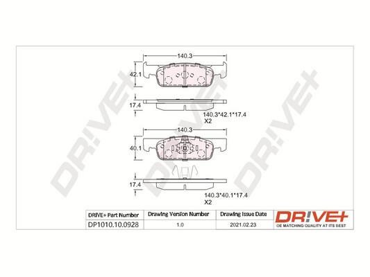 Dr!ve+ DP1010.10.0928 Brake Pad Set, disc brake DP1010100928: Buy near me in Poland at 2407.PL - Good price!
