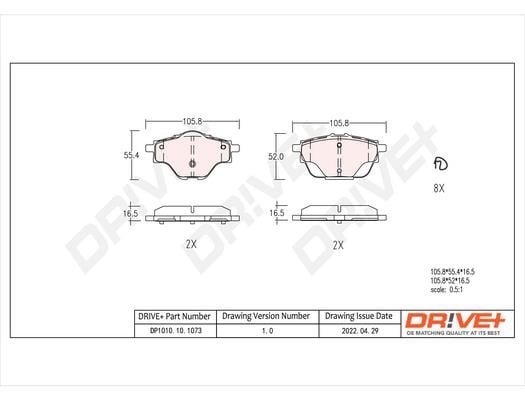 Dr!ve+ DP1010.10.1073 Brake Pad Set, disc brake DP1010101073: Buy near me in Poland at 2407.PL - Good price!