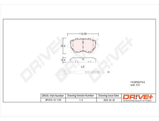 Dr!ve+ DP1010.10.1129 Brake Pad Set, disc brake DP1010101129: Buy near me in Poland at 2407.PL - Good price!