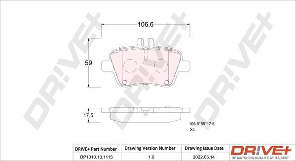 Dr!ve+ DP1010.10.1115 Brake Pad Set, disc brake DP1010101115: Buy near me in Poland at 2407.PL - Good price!