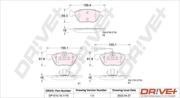 Dr!ve+ DP1010.10.1116 Brake Pad Set, disc brake DP1010101116: Buy near me in Poland at 2407.PL - Good price!