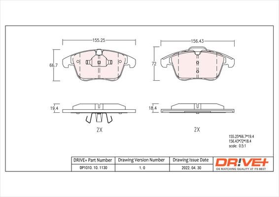 Dr!ve+ DP1010.10.1130 Brake Pad Set, disc brake DP1010101130: Buy near me in Poland at 2407.PL - Good price!