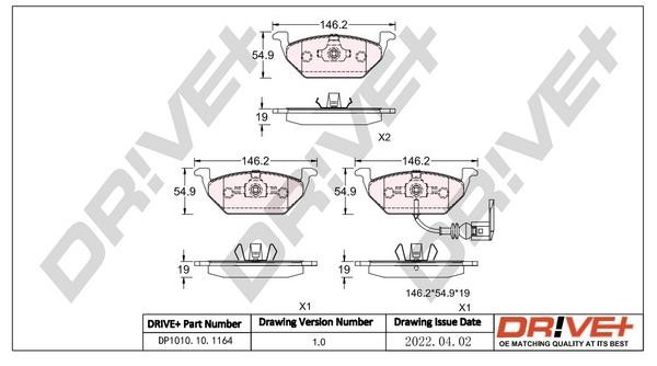 Dr!ve+ DP1010.10.1164 Brake Pad Set, disc brake DP1010101164: Buy near me in Poland at 2407.PL - Good price!