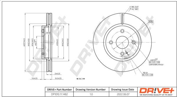 Dr!ve+ DP1010.11.1482 Тормозной диск передний вентилируемый DP1010111482: Купить в Польше - Отличная цена на 2407.PL!
