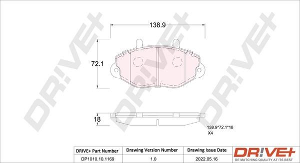 Dr!ve+ DP1010.10.1169 Brake Pad Set, disc brake DP1010101169: Buy near me in Poland at 2407.PL - Good price!