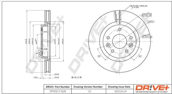 Dr!ve+ DP1010.11.1628 Тормозной диск передний вентилируемый DP1010111628: Отличная цена - Купить в Польше на 2407.PL!