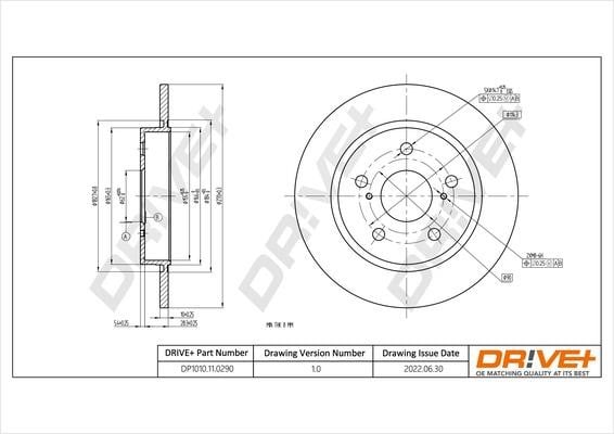 Dr!ve+ DP1010.11.0290 Rear brake disc, non-ventilated DP1010110290: Buy near me in Poland at 2407.PL - Good price!