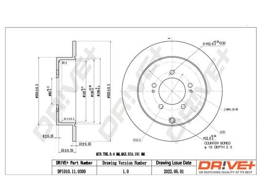 Dr!ve+ DP1010.11.0300 Тормозной диск задний невентилируемый DP1010110300: Отличная цена - Купить в Польше на 2407.PL!