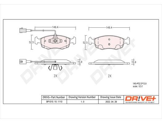 Dr!ve+ DP1010.10.1110 Brake Pad Set, disc brake DP1010101110: Buy near me in Poland at 2407.PL - Good price!