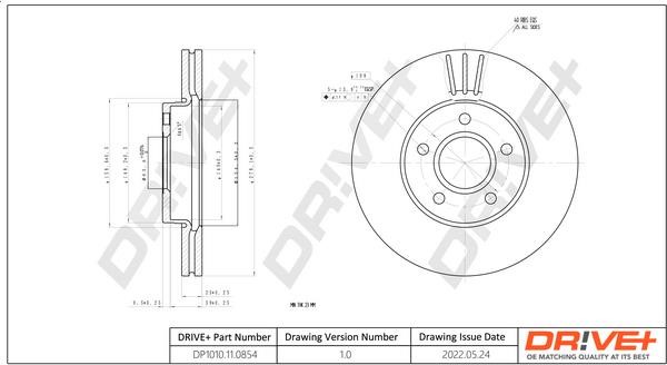 Dr!ve+ DP1010.11.0854 Тормозной диск передний вентилируемый DP1010110854: Отличная цена - Купить в Польше на 2407.PL!