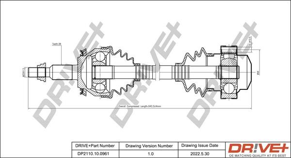 Dr!ve+ DP2110.10.0961 Drive shaft DP2110100961: Buy near me at 2407.PL in Poland at an Affordable price!