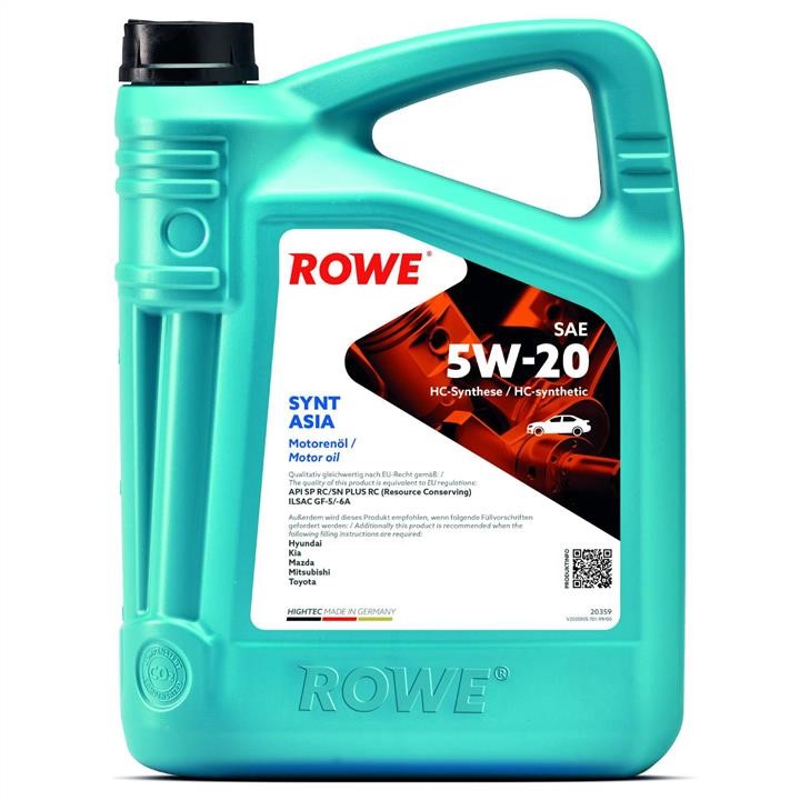 Motoröl ROWE HIGHTEC SYNT ASIA 5W-20, 5L Rowe 20359-0050-99