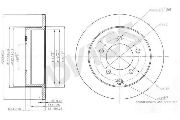 Advics D6R088B Rear ventilated brake disc D6R088B: Buy near me in Poland at 2407.PL - Good price!