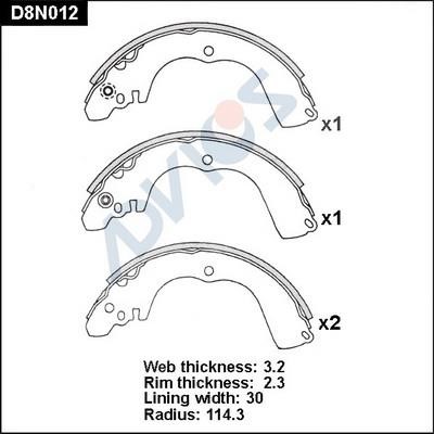 Advics D8N012 Brake shoe set D8N012: Buy near me at 2407.PL in Poland at an Affordable price!