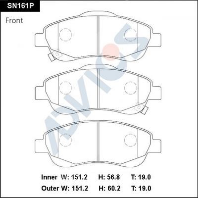 Advics SN161P Brake Pad Set, disc brake SN161P: Buy near me in Poland at 2407.PL - Good price!