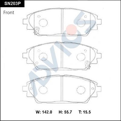 Advics SN203P Brake Pad Set, disc brake SN203P: Buy near me in Poland at 2407.PL - Good price!
