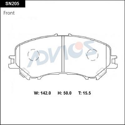 Advics SN205 Brake Pad Set, disc brake SN205: Buy near me in Poland at 2407.PL - Good price!