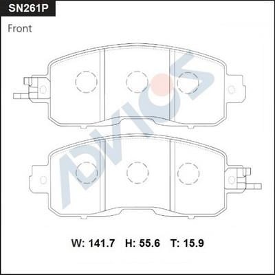 Advics SN261P Rear disc brake pads, set SN261P: Buy near me in Poland at 2407.PL - Good price!