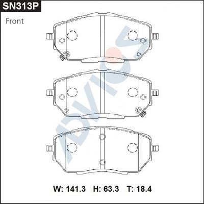 Advics SN313P Тормозные колодки дисковые, комплект SN313P: Отличная цена - Купить в Польше на 2407.PL!