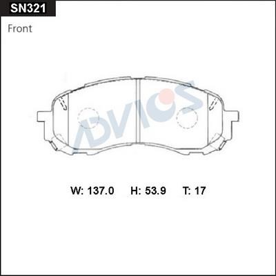 Advics SN321 Brake Pad Set, disc brake SN321: Buy near me in Poland at 2407.PL - Good price!