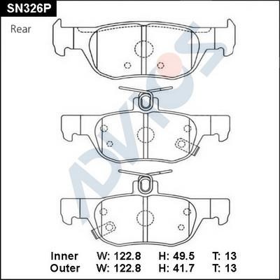 Advics SN326P Brake Pad Set, disc brake SN326P: Buy near me in Poland at 2407.PL - Good price!