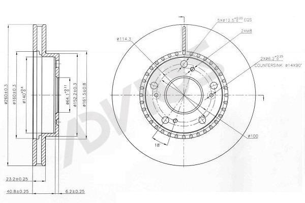 Advics C6F109B Front brake disc ventilated C6F109B: Buy near me in Poland at 2407.PL - Good price!