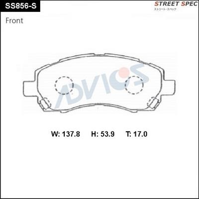 Advics SS856-S Brake Pad Set, disc brake SS856S: Buy near me in Poland at 2407.PL - Good price!