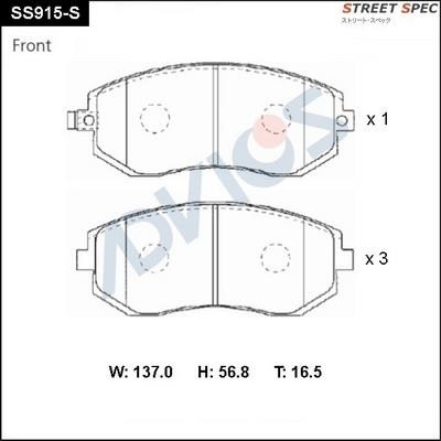 Advics SS915-S Front disc brake pads, set SS915S: Buy near me in Poland at 2407.PL - Good price!