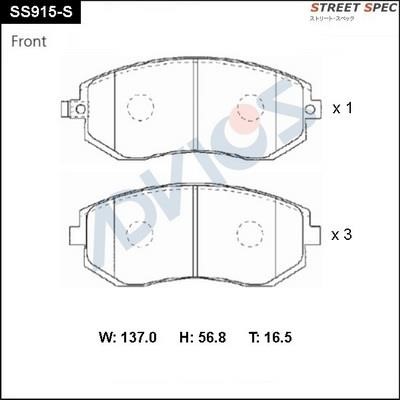 Advics SS915-S Гальмівні колодки передні, комплект SS915S: Приваблива ціна - Купити у Польщі на 2407.PL!