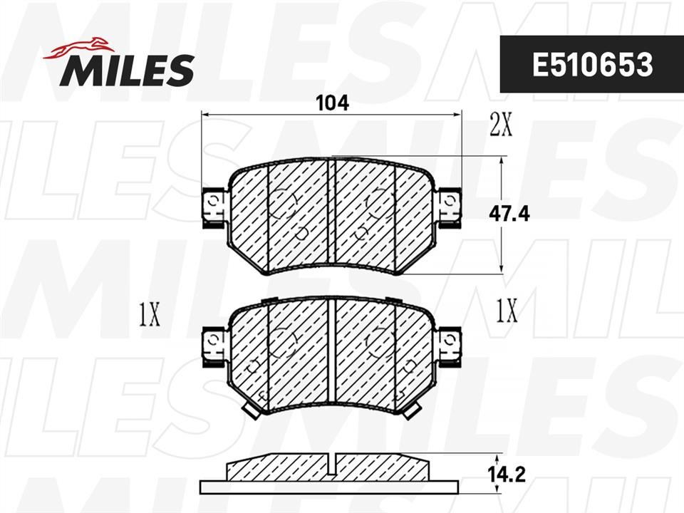 Miles E510653 Brake Pad Set, disc brake E510653: Buy near me in Poland at 2407.PL - Good price!